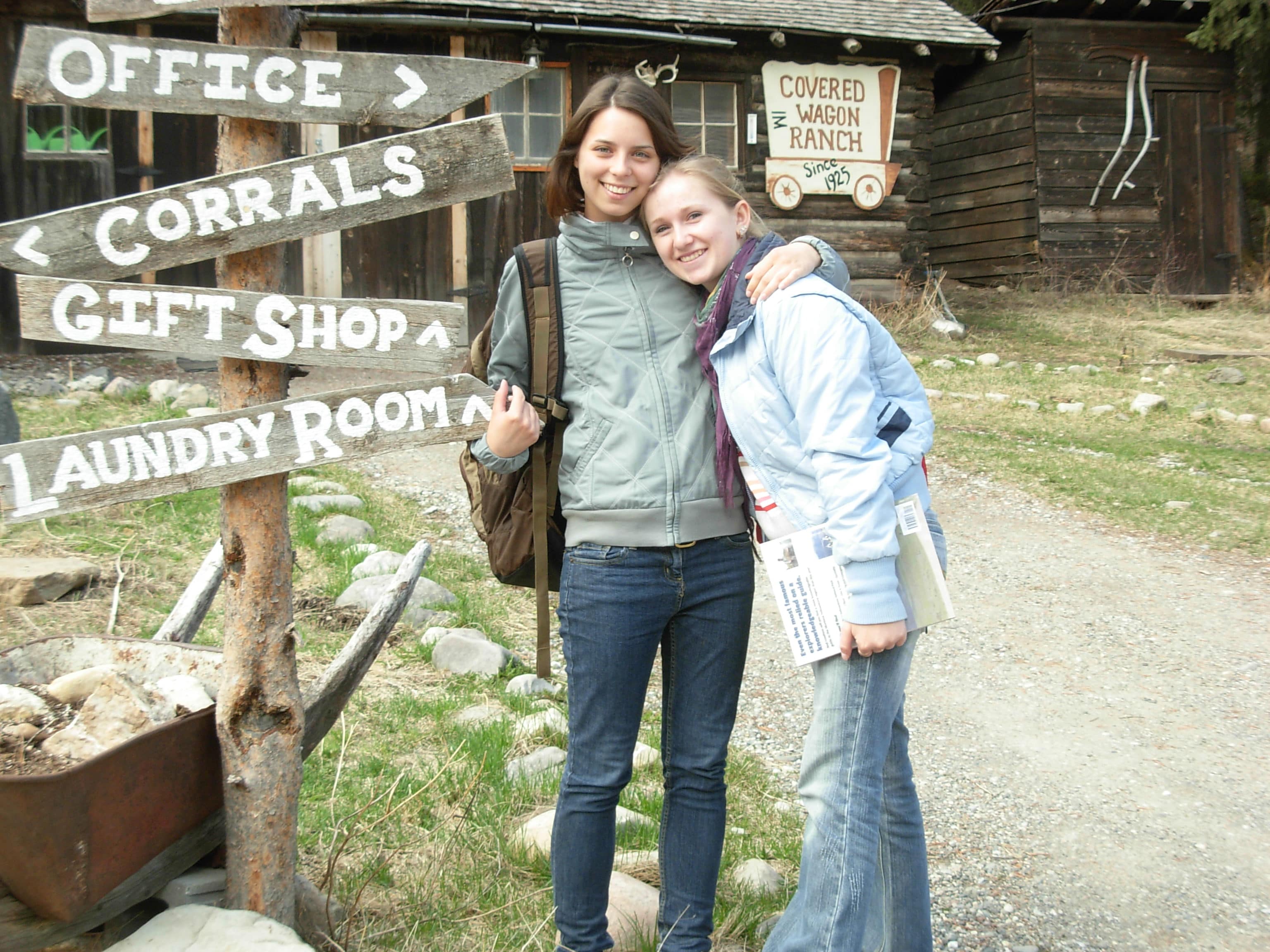 Cowgirls At A Montana Dude Ranch Covered Wagon Ranch