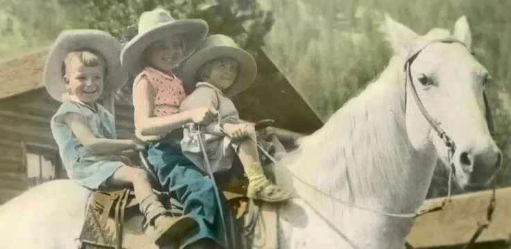 old photo kids on horseback